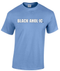 Blackaholic T-Shirt Adult Carolina Blue (white letters)
